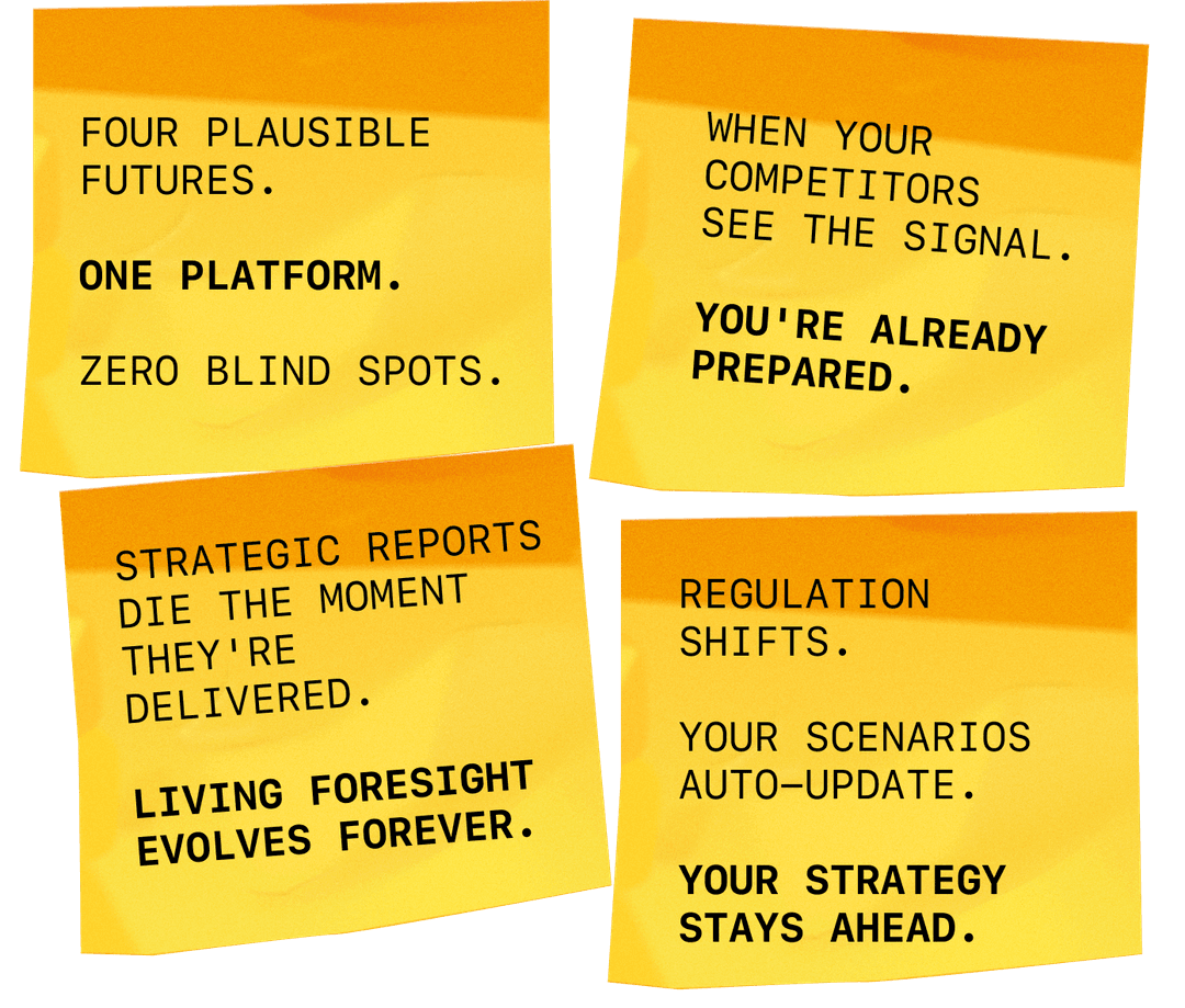 Strategic intelligence visualization with scenario planning notes